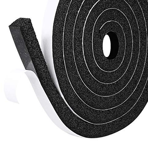 fowong Draught Excluder Tape, 12mm Width X 12mm Thick Low-Density Door Weather Strip Air Conditioner Seal Strip (2 Rolls,Each 2m Long)