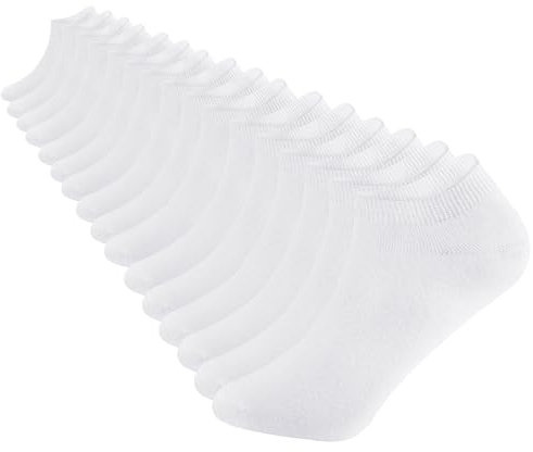 DarkCom 8 Pairs Ladies Trainer Socks, Ankle Sport Socks Women, Short Stretchy Sneaker, White 4-7