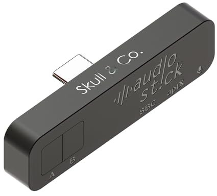 Skull & Co. AudioStick Bluetooth 5.0 Wireless Audio Transmitter Adapter Low Latency for PS5 / PS4 / Nintendo Switch/Lite/Other Devices, Optimised for AirPods/Pro - Black