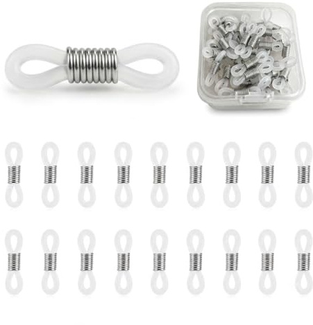 SUMPIGGER 50Pcs Holder Chain Glasses Ends Spectacle Chain Strap Loop Ends of Glass Cord Ends of Eyeglass Chain Holder Silicone Lanyard Strap DIY Bead Linking Eyewear Retainer Accessories (C)