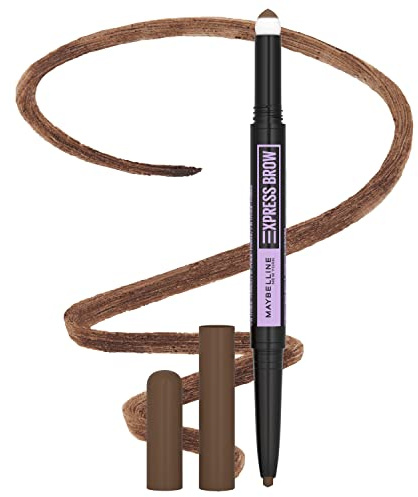 Maybelline Express Brow 2-In-1 Pencil and Powder Eyebrow Makeup, Medium Brown, 1 Count
