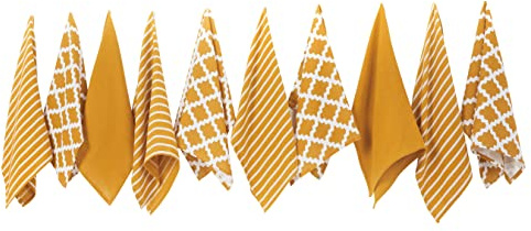 Penguin Home Premium 100% Pure Cotton Tea Towel for Kitchen, Set of 10 Kitchen Towels, Soft & Durable Kitchen Cloths Towel Set, Machine Washable, 65 x 45 cm Colour - Ochre