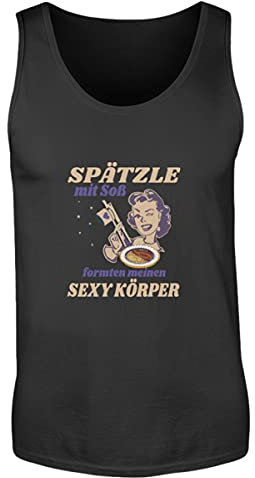 Débardeur pour homme avec inscription en allemand « Spätzle mit Soß », Noir , XL