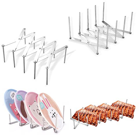 XCWTBL Deckelhalter Rippchenhalter 2 Stück Aus Edelstahl Länge Verstellbar Spareribs Halter,deckelhalter Multifunktionales Teleskoplagerregal Für Küchen Und Grill