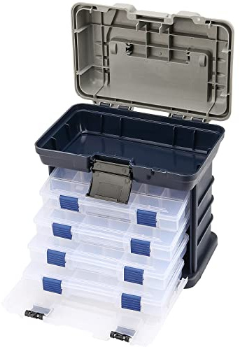 SINJEUN 4 Layers Fishing Tackle Box, Portable Fishing Tackle Storage Box, Fresh Water and Salt Water Tackle Box Kit Organizer for Fishing Accessories, 110 lbs Load Capacity