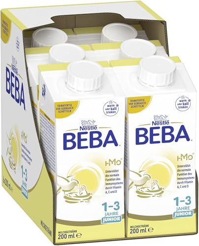 BEBA Junior 1-3 Jahre Milchgetränk trinkfertig, Babynahrung mit HMO 2'-FL, ohne Palmöl, 6er Pack (6 x 200ml)