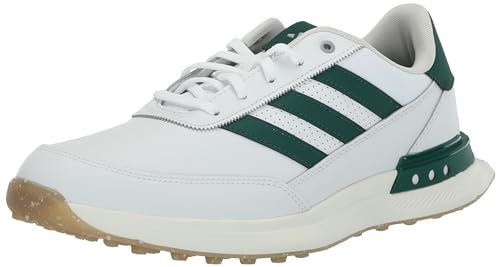 adidas Men's S2G Spikeless Leather 24 Golf Shoes, Footwear White/Collegiate Green/Gum 4, 9