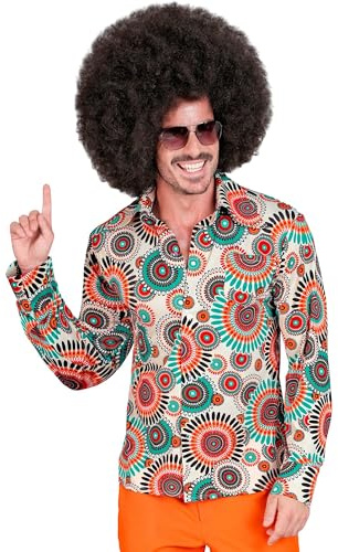 W WIDMANN MILANO Party Fashion - Camisa de hombre de los años 60 | Estilo «Flower Power», look hippie para Carnaval, fiestas temáticas y eventos de los años 60