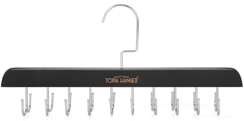 TOPIA HANGER Bra Hanger for Closet, Tank Top Hangers 20 Hooks Capacity Foldable Wood Space Saving Hangers Closet Organizer for Tank Top, Bra, Scarf, Belt, Tie etc - CT46B
