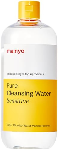 ma:nyo Pure Cleansing Water Sensitive (16.9 fl oz/500ml) - Triple+ Micellar Technology, Makeup Removal Cleanser, Gentle Face Cleanser for all skin types, Cleanses and Hydrates Skin