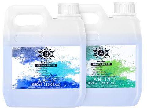 1300ml Epoxidharz, transparent Epoxidharz mit Härter,Epoxidharz Set Anfänger,1: 1-Verhältnis; Kunstharz-Beschichtung, kristallklar, für Holz,künstlerische Kreationen, Schmuckherstellung Kunst