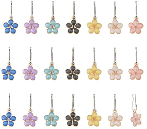 DICOSMETIC 42 tiradores de cremallera de flores de colores mixtos, aleación y esmalte, dorado, 32 mm de largo, colgante de 17 mm, para bolsos, accesorios decorativos