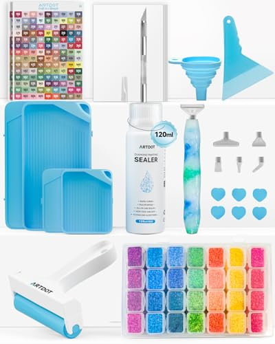 ARTDOT 58 PCS Diamond Art Accessories Kits for Adults, All-Inclusive Diamond Painting Tools with Bead Organizers and Storage Pens Sealer Roller for Beginners