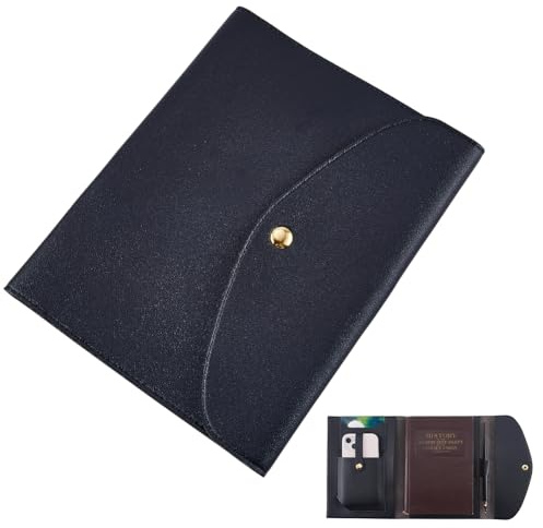 CRASPIRE Copertina per Quaderno In Pelle A5 con Scomparti per Carte di Credito Impermeabile In PU Nera Cartella Portadocumenti Cartella Portadocumenti In Pelle Organizer per Blocco Note Telefono Carte