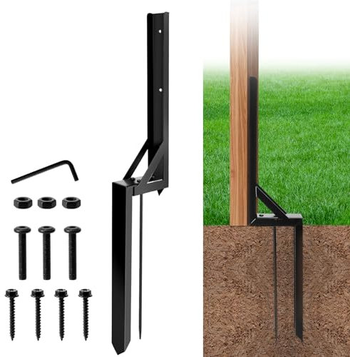 Fence Post Repair, 2 Pcs Fence Post Support Stake, Fence post spikes, Heavy Duty Fixer Anchor Ground Spike for Reinforcement Repairing Garden Fence (2)