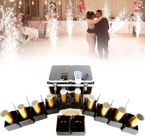LTdlhFk Sis-Tema di Accensione dei Fuochi D'artificio della Fontana Fredda, Macchina di Illuminazione dei Fuochi D'artificio Freddi, Attrezzatura di Nozze di Controllo Senza Fili, 12PCS