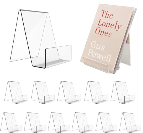 12PCS Clear Plastic Display Stand, Book Stands for Books, Magazines, Photo Albums, Menu, Notebooks