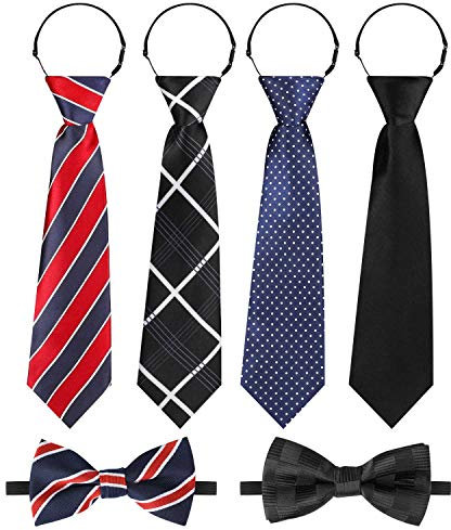 Hifot krawatte jungen kinder fliege set, pre-tied Verstellbare Kinderkrawatte 4 Stücke + 2 Stücke baby Fliege gebunden