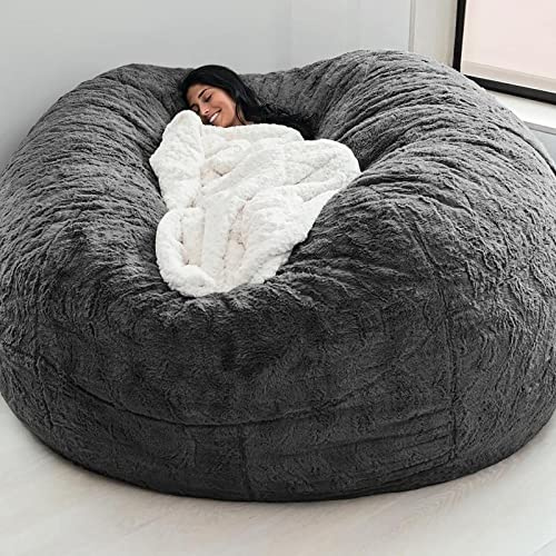 RTYHN Faux Fur Bean Bag,Adults Luxurious Giant 5/6/7ft Huge Bean Bag Chair,Ultra Soft Bean Bag Chair(No Filler)