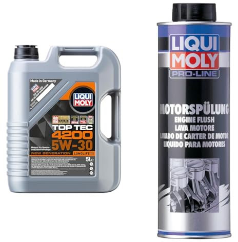 LIQUI MOLY Top Tec 4200 5W-30 New Generation | 5 L | Synthesetechnologie Motoröl | Art.-Nr.: 3707 & Pro-Line Motorspülung | 500 ml | Öladditiv | Art.-Nr.: 2427