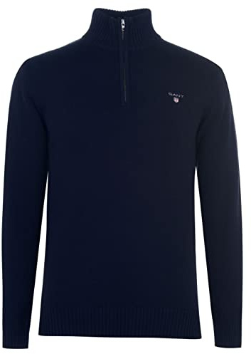 GANT Mens Cotton Half Zip Cream Sweater Navy 4XL