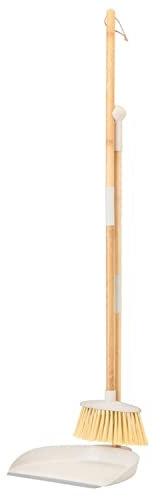 Vigar - Escoba y Recogedor - Modelo Mini Desmontable - 29 x 27 x 92 cm - Colección Zeroline - Ahorra Espacio en tu Cocina - con Madera de Bambú - Gris