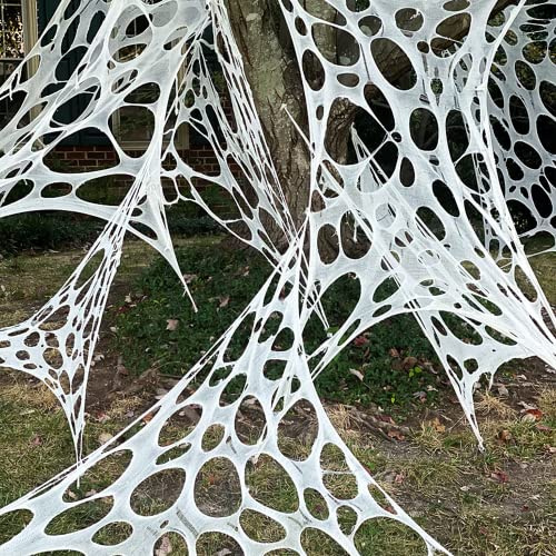 DAZONGE 2 Packs Spider Webs Halloween Decorations Outdoor, 900sqft Stretchy Spider Webbing for Halloween Decor, Spooky Spider Web Decorations for Hunted House Halloween Party