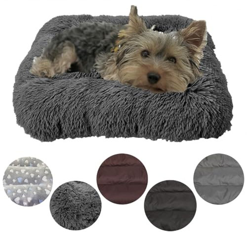 Leanbe Hundebett Hundekissen Hundematratze Ruheplatz Hunde Matratze (Grau Shaggy, S:60x50x6cm)