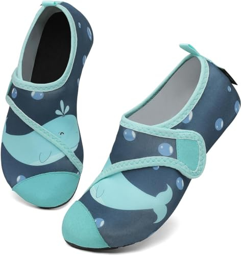 SAGUARO Chaussures Aquatiques Enfant Chausson de Piscine Séchage Rapide Antidérapante Chaussettes d'eau Fille Garçon pour Plage Mer Natation Sport Nautiques, Touch X, Bleu Marine, 24/25 EU
