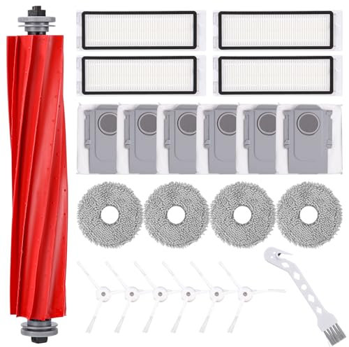 Kit Pièces d'rechange Compatible pour Roborock Q Revo PRO/Q Revo S/Q Revo MaxV,1 Brosse Principale, 4 Filtres, 6 Sacs à Poussière, 4 Chiffons, 6 Brosses Latérales, 1 Petite Brosse