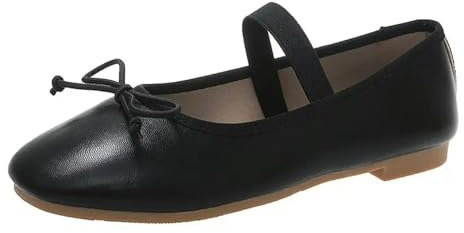 Immemorialm Women's Loafer Mary Jane Shoes Women's Shoes Round Toe Comfort Flat Bow Silk Satin Ballerinas Spring/Autumn Flats Women's Shoes, black, 8 UK