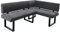 byLIVING Eckbank Vancouver/Webstoff anthrazit/Metall Gestell schwarz pulverbeschichtet/Taschenfederkern/Langer Schenkel Links / 181,5 x 125, H 86 cm