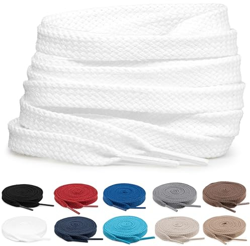 TULMERO 2 par skosnören 100 % bomull – sneakers platta skosnören 8 mm breda platta sneakers Shoelace, ersättning skoband för sneakers