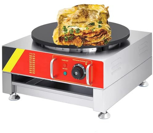HYYKEJI 3 000 W elektrisk crepe-maskin, 34 cm kommersiell pannkaka maskin med justerbar temperatur, 110 V/220 V enkelt huvud kräppmaskin, för kök mellanmål bar