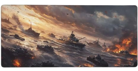Gaming Mauspad XXL 900 x 300 mm, Meer Mauspad Krieg Schreibtischunterlage mit Rutschfester Gummiboden, Wasserdicht Gaming Mousepad Gaming Zubehör für Verbessert Geschwindigkeit und Präzision -873