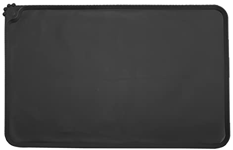 Tappetino per ciotola per cani e gatti, tappetino ciotole gatto, tappetino in silicone impermeabile e antiscivolo, in silicone, per ciotole d'acqua, 47 x 30 cm, colore nero