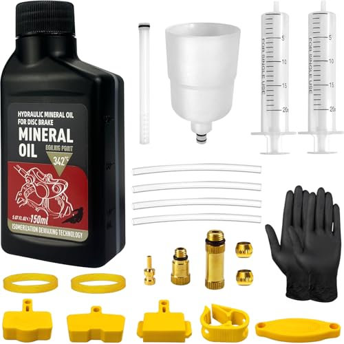 BIBOKLTIY Kit Purge Freins pour Shimano, Kit de Purge de Frein Hydraulique Velo, Kit Purge Frein VTT avec Adaptateurs en Laiton et 150ML de Liquide de Frein