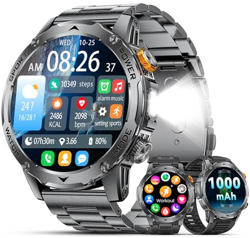 LIGE Orologio Smartwatch Uomo con Batteria 1000mAh|1.75 HD Display|Impermeabile IP68|Monitoraggio SpO2|Frequenza Cardiaca|Sonno|120+ Modalità Sportive|Compatibile con Android iOS