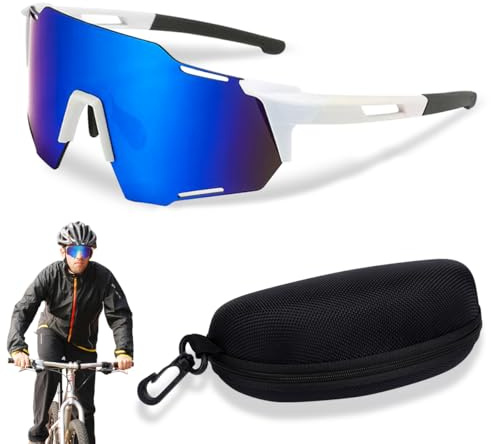 Schnelle Brille Herren Damen, Sport Sonnenbrille, Polarisiert Sportbrille, Verspiegelt Sportbrille, Fahrradbrille, Schnelle Brille für MTB Biking Laufen Enduro, UV400 Schutz Winddicht Anti Beschlag