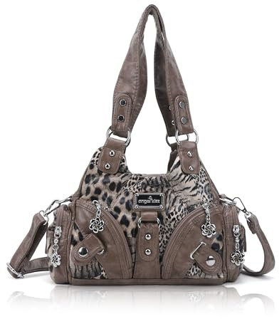 Angel Kiss Petit sac à bandoulière pour femme en cuir végétalien avec plusieurs poches et fermeture éclair
