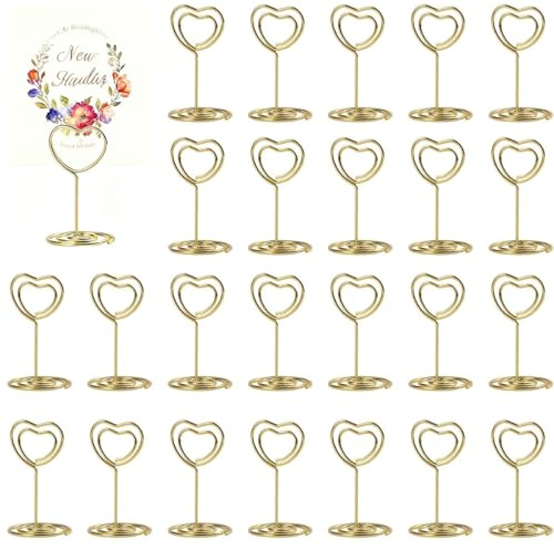 JCTEEY 30 Piezas Soporte Tarjetas Mesa Boda, Portanúmeros de Mesa Dorados, Mini Portanúmeros de Mesa, Memo Clip, Soporte Fotos, Titular del Número de Mesa para Decoración Del Hogar, Notas de Oficina