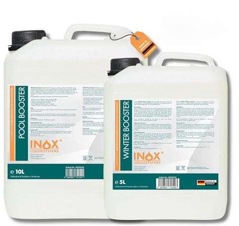INOX® Pool Wintermittel 5L und Pool Booster 10 L| Hochwertiges Pool Überwinterungsmittel & Algizid für Pool | Effektives Wintermittel für Poolpflege im Winter