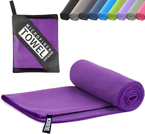 Microfibre Towel - Quick dry Lightweight Absorbent Travel Towel ，Beach Towel Perfect for Sports Beach Gym Swimming，Cycling,Yoga, Camping ，Hiking (1, Deep Purple)