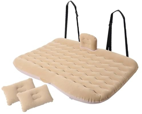 Universal uppblåsbar bilsäng | Ställ in Auto Baksätes Trunk Madrass Air Bed(Beige)