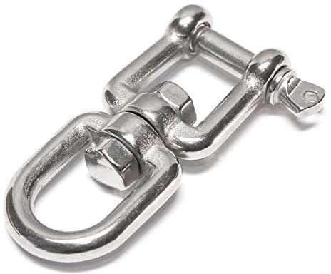 Mousqueton d'ancrage, émerillon de chaîne, connecteur de chaîne en acier inoxydable (fourche à œillet, 8 mm).