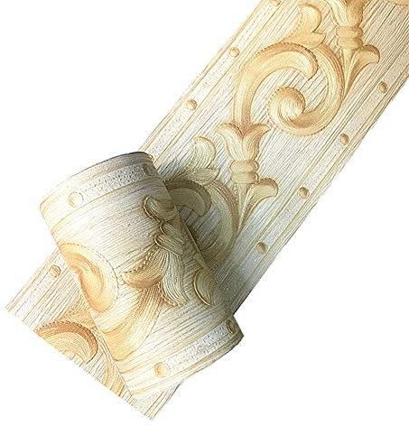 Simplemuji D PVC Self Adhesive Gold 3D Flowers Waterproof Wall Border Decor Removable Kitchen Bathroom Tiles Stciker 10cm by 5meters