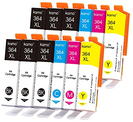 Kamo 364 XL Druckerpatronen (12er-Pack) Kompatibel mit HP 364 364XL Patronen Multipack, für Deskjet 3070A 3520 3522 3524, Officejet 4620 4622, Photosmart 5520 5510 5524 6520 5514 5515 5522 6510 7510