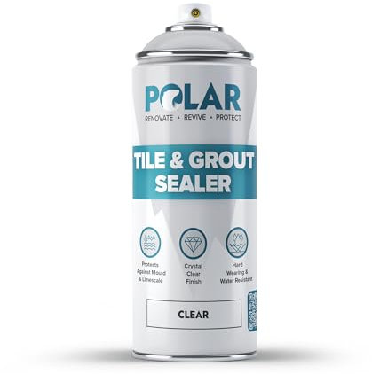 Polar Tile & Grout Clear Sealer Spray - 1 x 400ml - Lasting Waterproof Protection - Ideal For Bathroom & Kitchen Tile Repair - Stain, Dirt & Grime Sealant - Easy to Apply