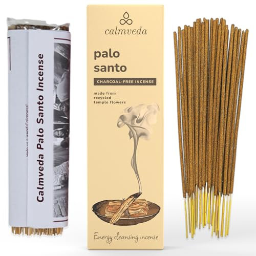 Calmveda Palo Santo Räucherstäbchen Set - 80 Weihrauch Holzkohlefreie Upcycled-Blumen | Reinigende Räucherstäbchen geschenkset