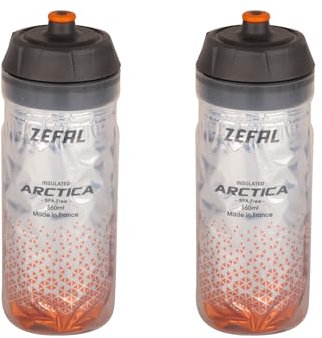 ZEFAL Pack Arctica 55 - Set di due Borracce per Bicicletta - Borraccia Termica Bici - Inodore e Impermeabile - Borracce Ciclismo Senza BPA, 2 x 550ml - Argento/Arancione
